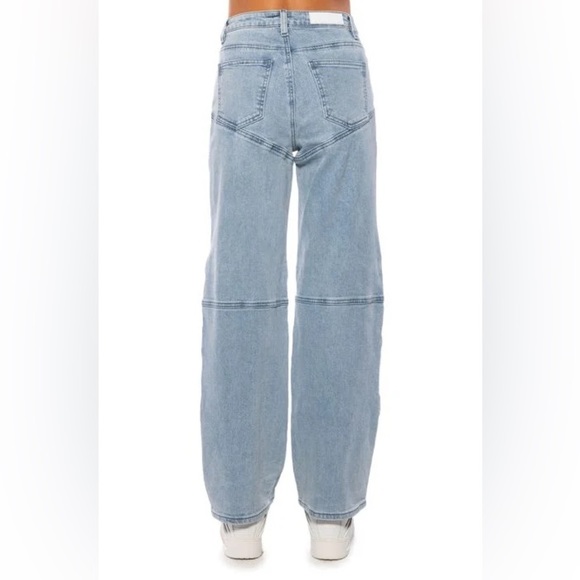 NWT 💙 Flash Denim Sale👖STRAIGHT LEG MOTO JEANS IN LIGHT BLUE by AKIRA - Picture 5 of 7